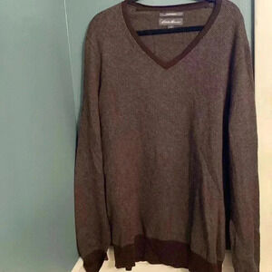 Eddie Bauer men’s cotton/cashmere v neck pullover sweater - Large tall - brown